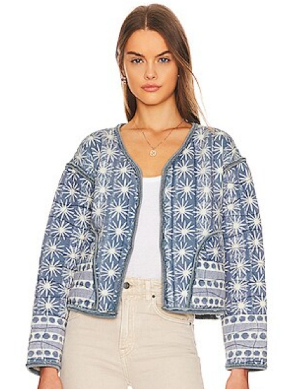 Free People Kara Quilted Jacket 💙🩵🤍 - Picture 3 of 11